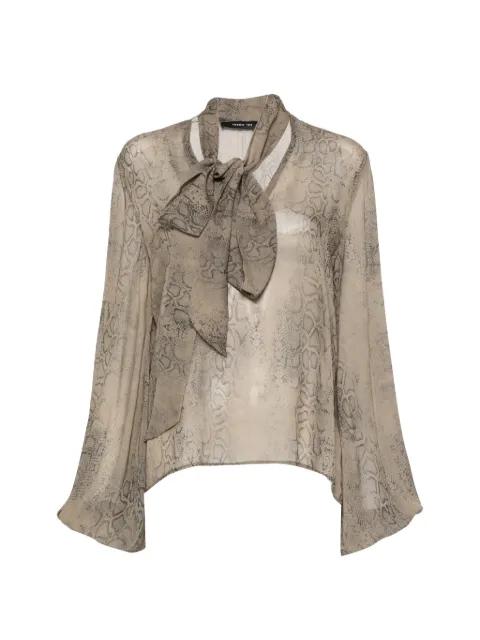 snakeskin-print pussy-bow blouse by FEDERICA TOSI