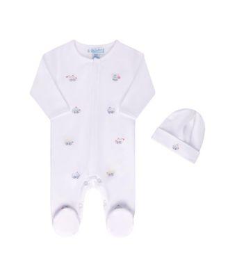 Boys' Vehicle Embroidered Cotton Romper with Hat - Baby by FELTMAN BROTHERS