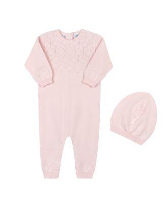 Unisex Lux Pointelle Knit Romper with Hat - Baby by FELTMAN BROTHERS