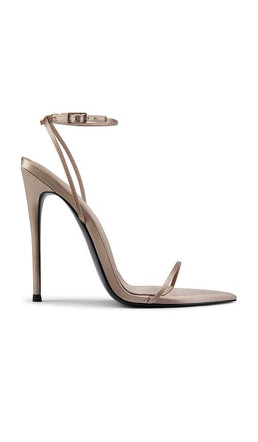 FEMME LA Andx Satin Sandal in Taupe by FEMME LA