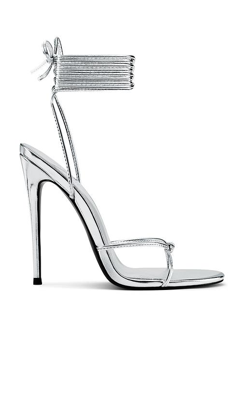 FEMME LA Athens Lace Up Heel in Metallic Silver by FEMME LA