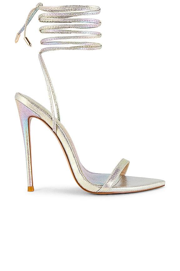 FEMME LA The London Lace-up Sandal in Metallic Silver by FEMME LA FEMME LA The London Lace-up Sandal in Metallic Silver by FEMME LA