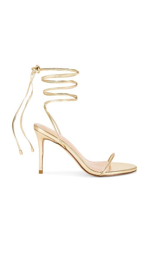 FEMME LA x REVOLVE 3.0 Barely There Lace Up Heel in Metallic Gold by FEMME LA