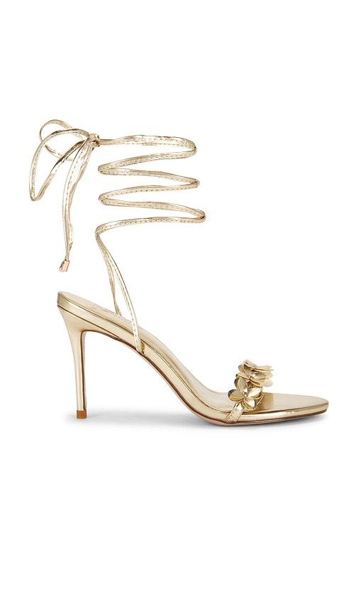 FEMME LA x REVOLVE Barely There Lace Up Heel in Metallic Gold by FEMME LA