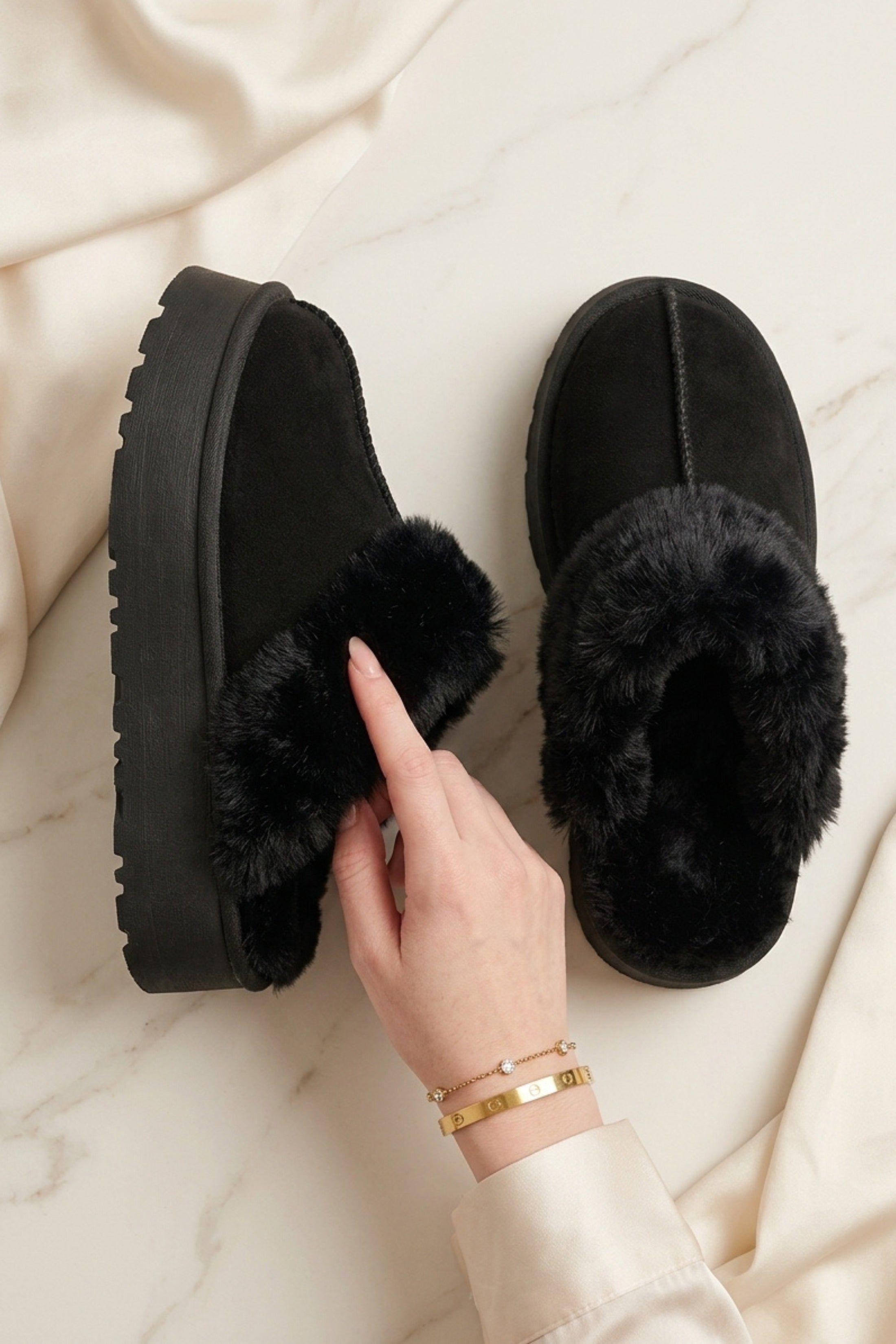 Faux Suede Platform Slipper Mules by FEMME LUXE