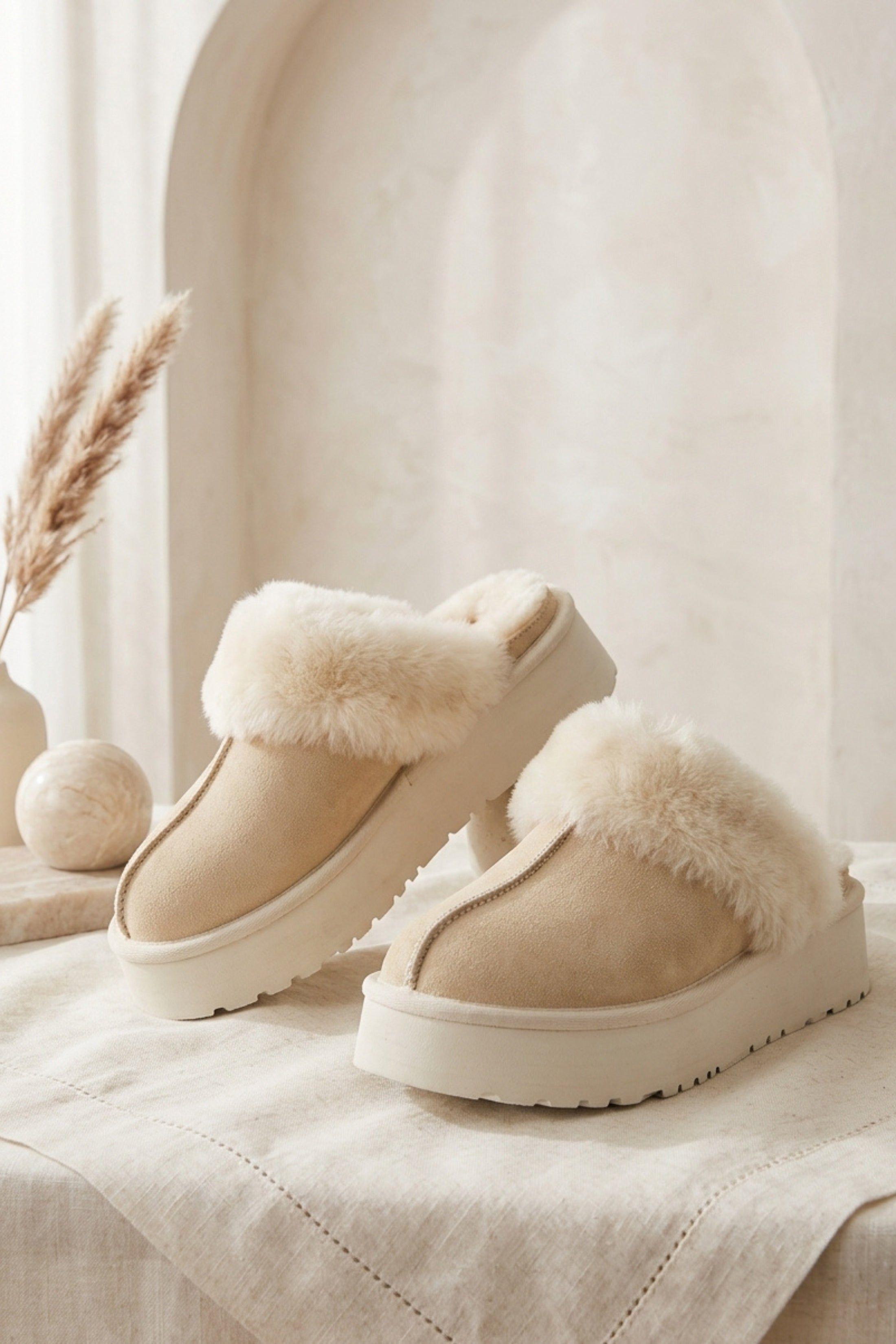 Faux Suede Platform Slipper Mules by FEMME LUXE