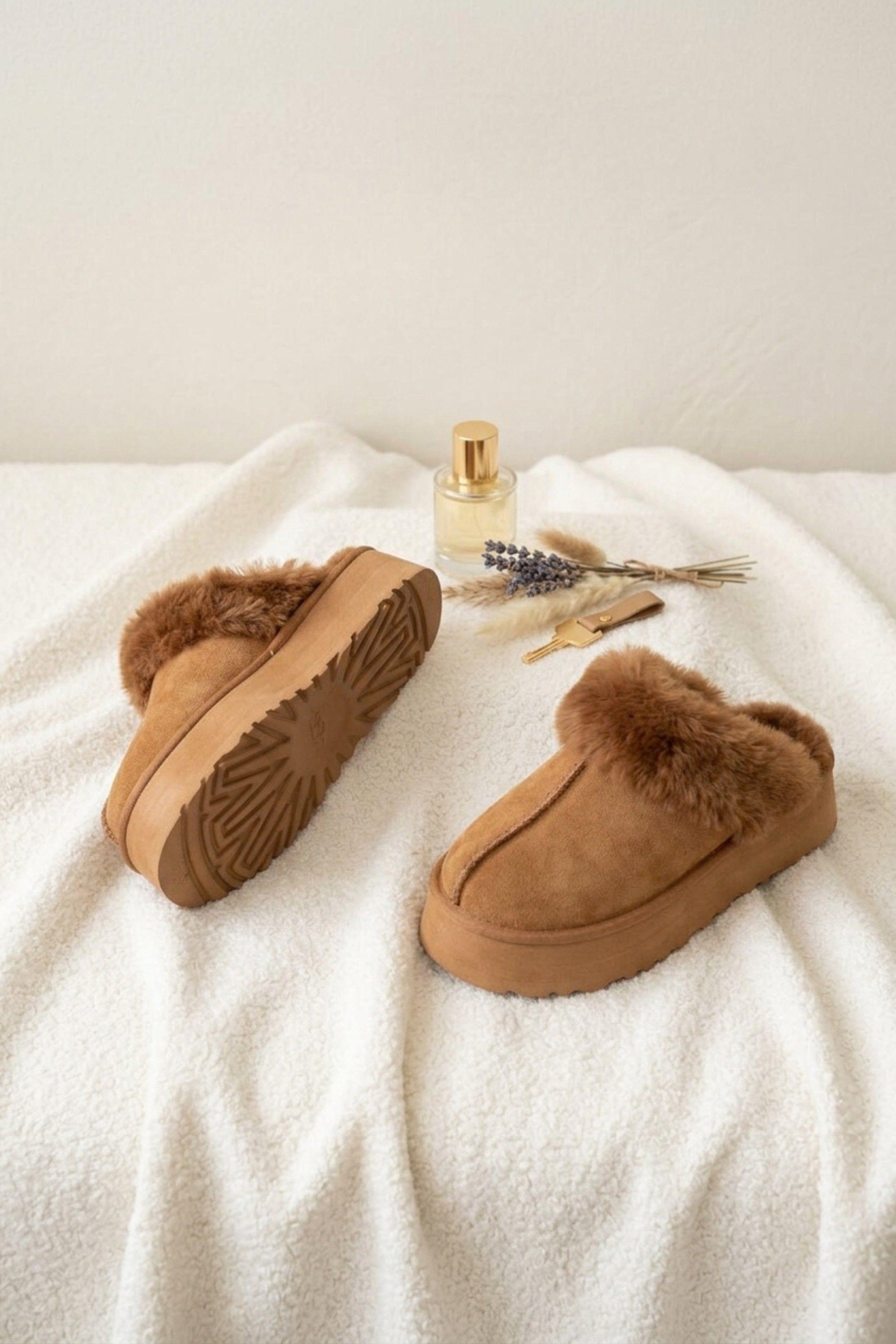 Faux Suede Platform Slipper Mules by FEMME LUXE