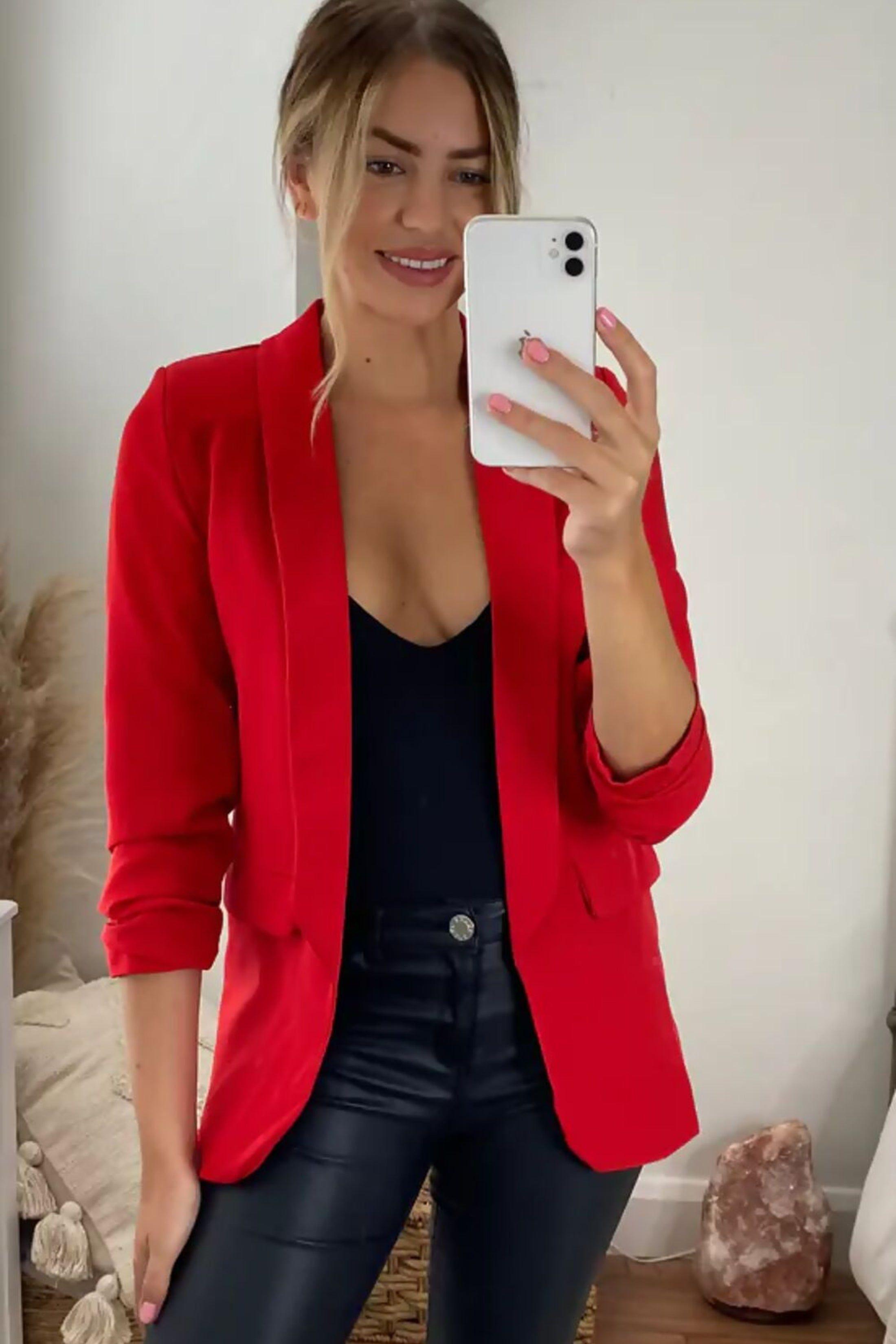 Long Sleeve Pocket Blazer by FEMME LUXE
