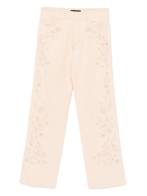 1990s floral-embroidered trousers by FENDI