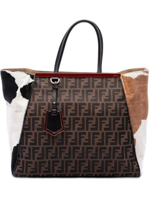 2000-2010 Large Zucca Canvas Ponyhair 2Jours Tote satchel by FENDI