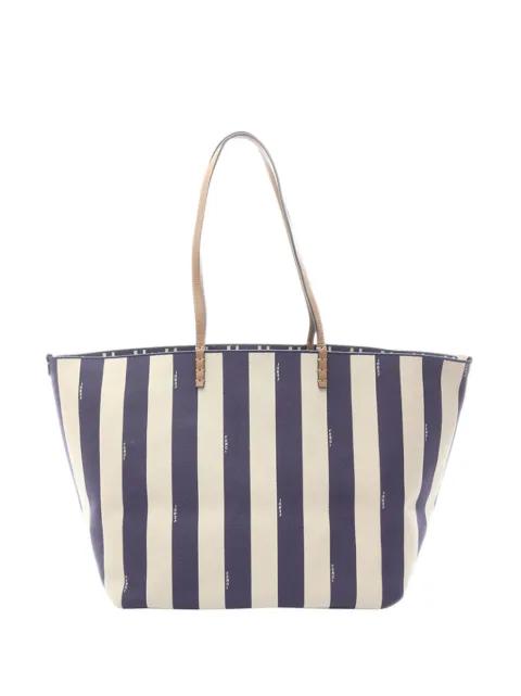 2000-2010 Large Zucca Canvas Striped Reversible Roll tote bag by FENDI