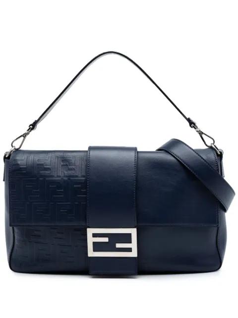 2000-2010 Large Zucca Embossed Leather Convertible Belt Baguette satchel by FENDI