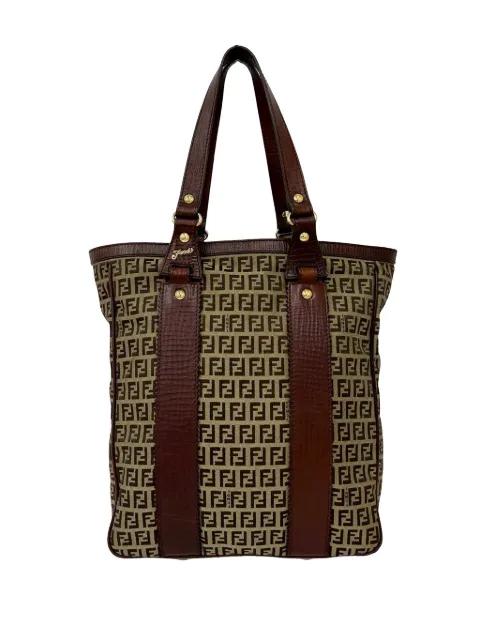2000-2010 Leather Trimmed Zucchino Canvas tote bag by FENDI
