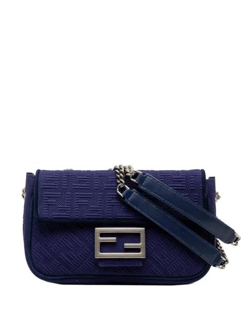 2000-2025 Zucca Embossed Technical Fabric Chain Midi Baguette shoulder bag by FENDI