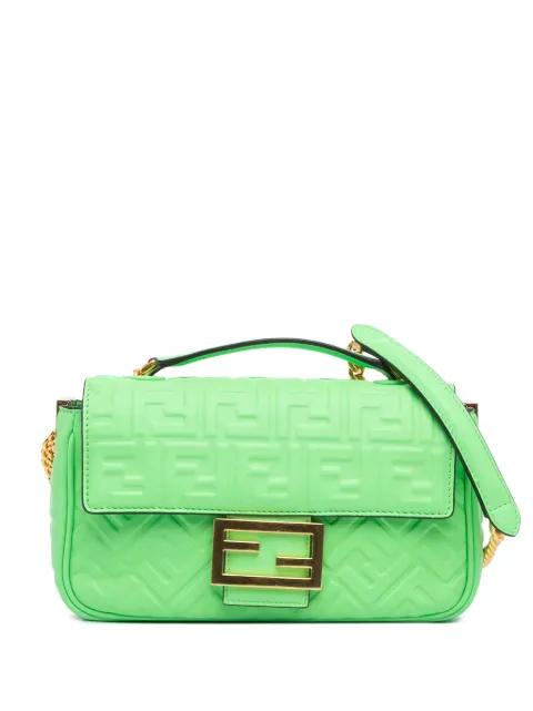 2010-2024 Zucca Embossed Leather Chain Midi Baguette shoulder bag by FENDI