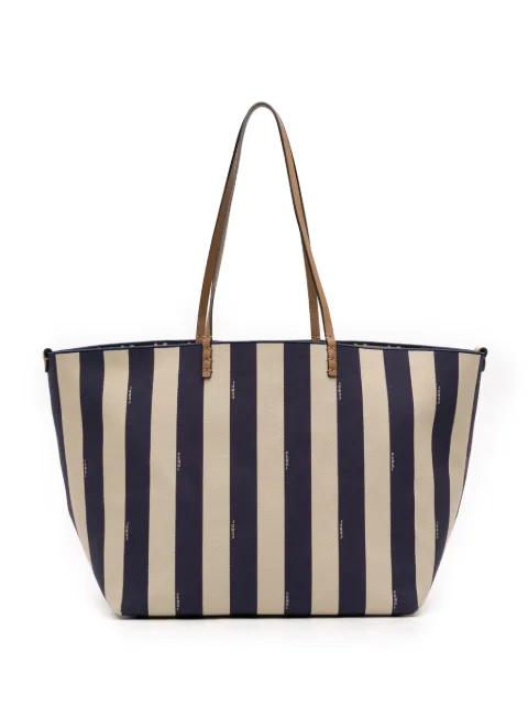 2010-2025 Large Zucca Canvas Pequin Striped Reversible Roll tote bag by FENDI