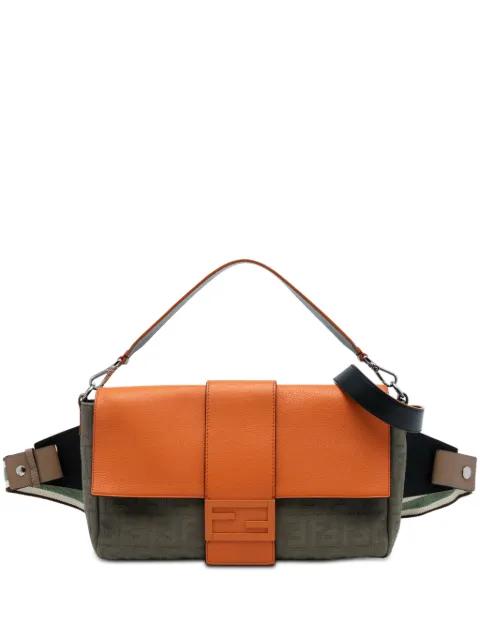 2010-2025 Large Zucca Canvas and Leather Convertible Belt Baguette satchel by FENDI
