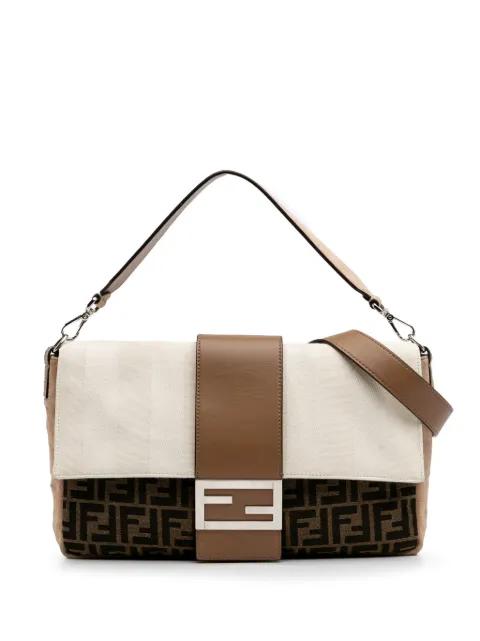 2010-2025 Large Zucca and Pequin Canvas Convertible Baguette satchel by FENDI