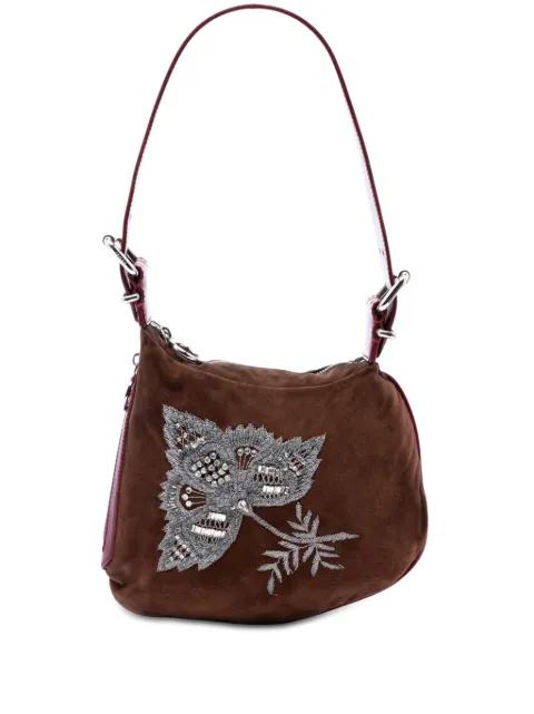 2010-2025 Sequin and Crystal Embellished Suede Oyster shoulder bag by FENDI