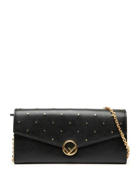 2010-2025 Studded Leather F is Fendi Continental Envelope Wallet On Chain crossbody bag by FENDI
