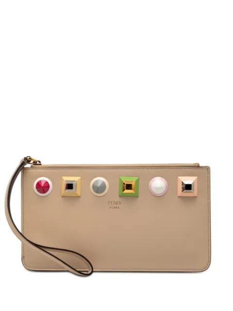 2010-2025 Studded Leather Slim Wristlet clutch bag by FENDI