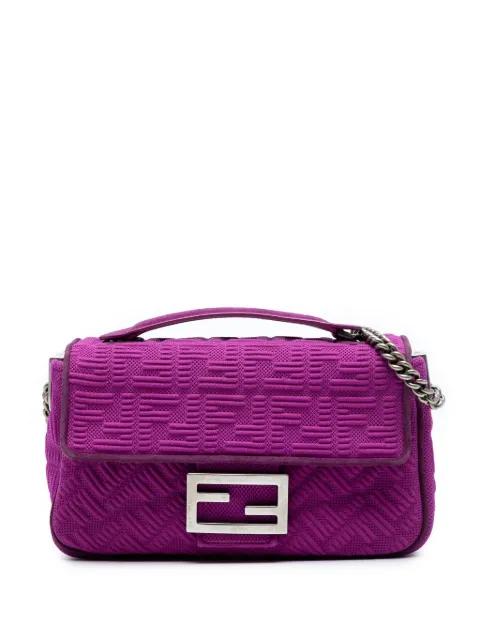 2010-2025 Zucca Embossed Technical Fabric Chain Midi Baguette shoulder bag by FENDI