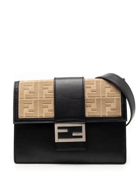 2010-2026 Calfskin and Canvas FF 1974 Flat Baguette crossbody bag by FENDI