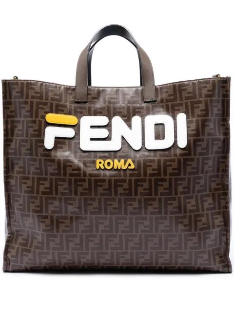 2010-2026 Fila Zucca Coated Canvas Logo Mania Shopper Tote satchel by FENDI