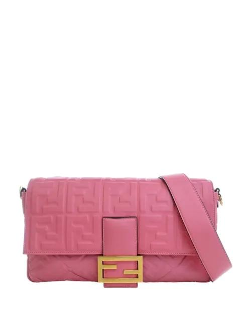 2010-2026 Large Zucca Embossed Leather Baguette satchel by FENDI