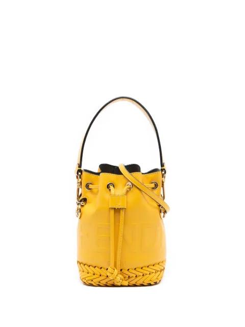 2010-2026 Mini Embossed Leather Whipstitch Mon Tresor Bucket Bag satchel by FENDI