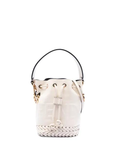 2010-2026 Mini Embossed Leather Whipstitch Mon Tresor Bucket Bag satchel by FENDI