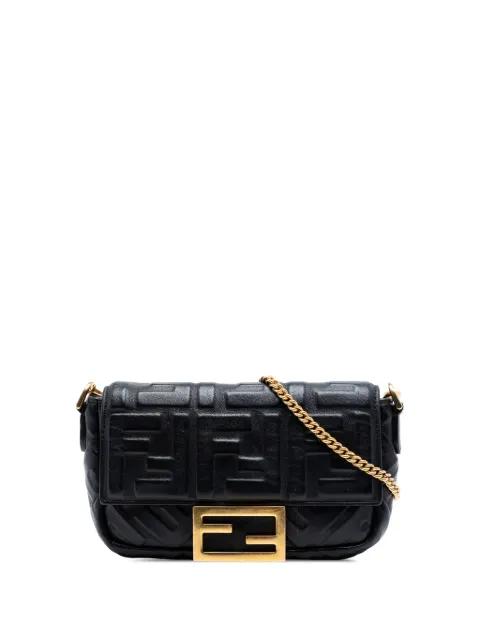 2010-2026 Mini Zucca Embossed Leather Baguette satchel by FENDI