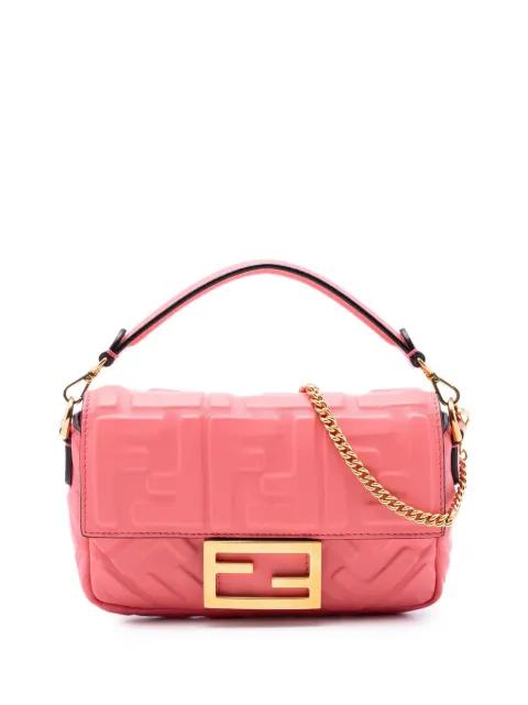 2010-2026 Mini Zucca Embossed Leather Baguette satchel by FENDI