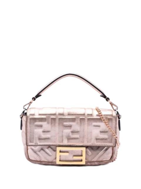 2010-2026 Mini Zucca Embossed Metallic Leather Baguette satchel by FENDI