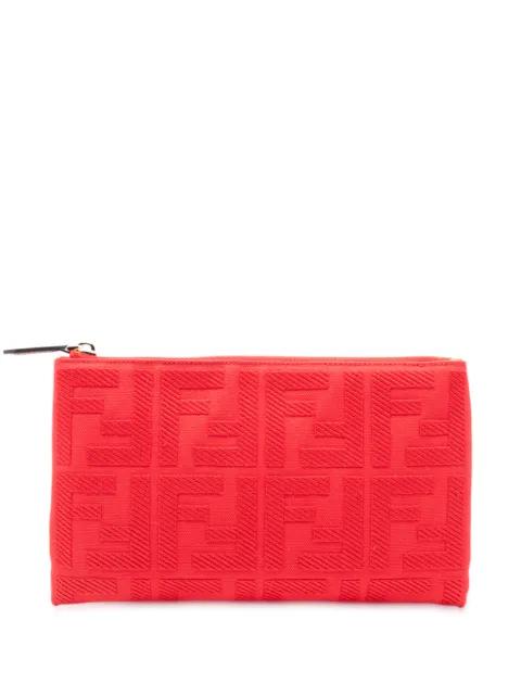 2010-2026 Zucca Embroidered Canvas Zip Pouch clutch bag by FENDI