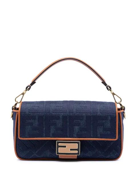 2010-2026 Zucca Embroidered Denim Baguette satchel by FENDI
