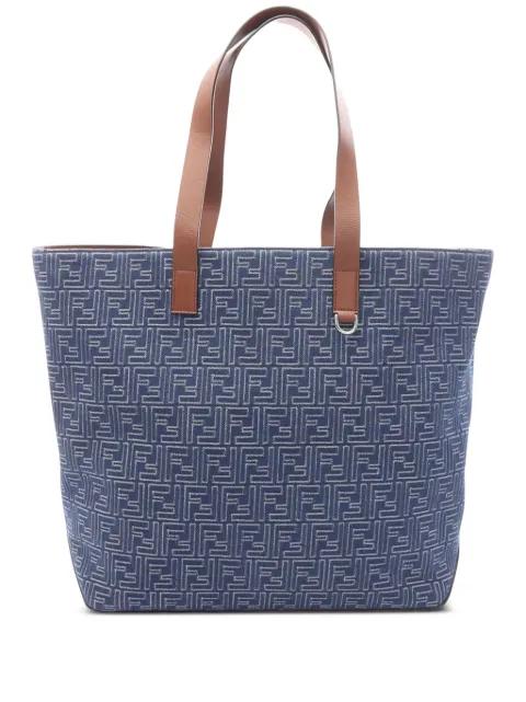 2021-2025 Medium Denim Effect FF Jacquard Shopping Bag tote bag by FENDI