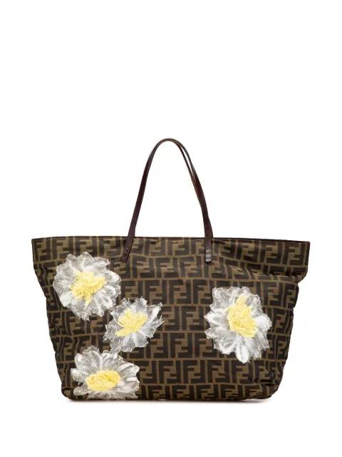 20th Century Zucca Canvas Flower Applique tote bag by FENDI