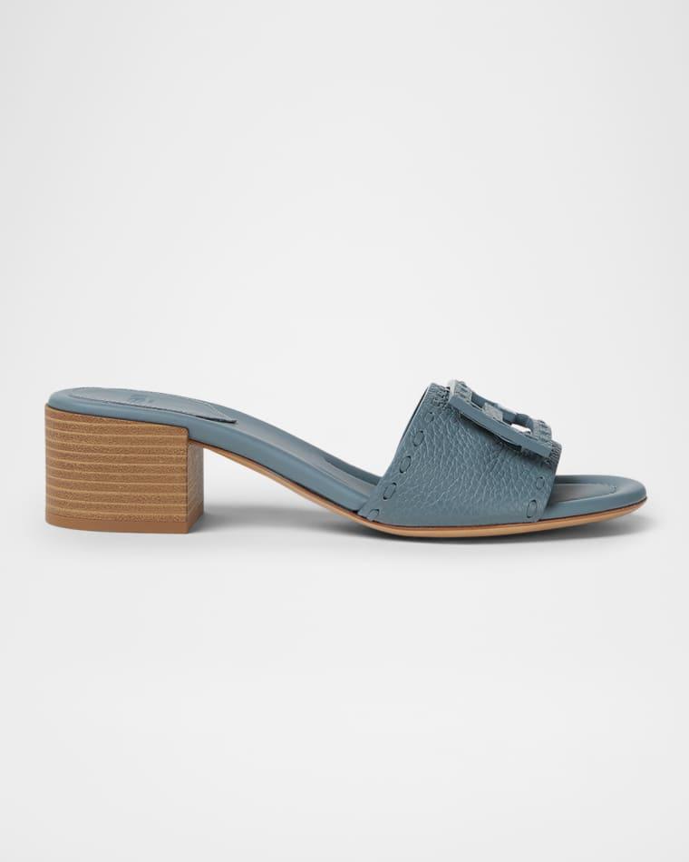 45mm FF Baguette Vitello Leather Slide Sandals by FENDI