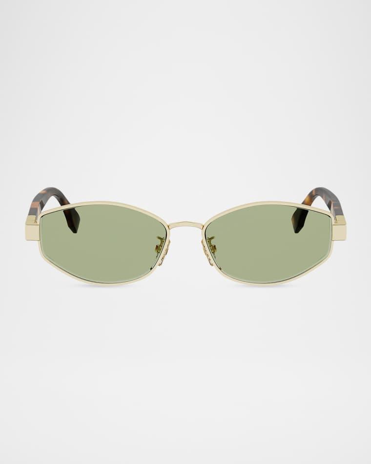 56mm Metal Oval Sunglasses by FENDI