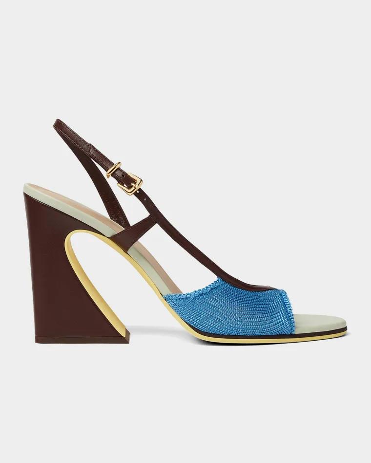65mm Arco Colorblock Slingback Sandals by FENDI