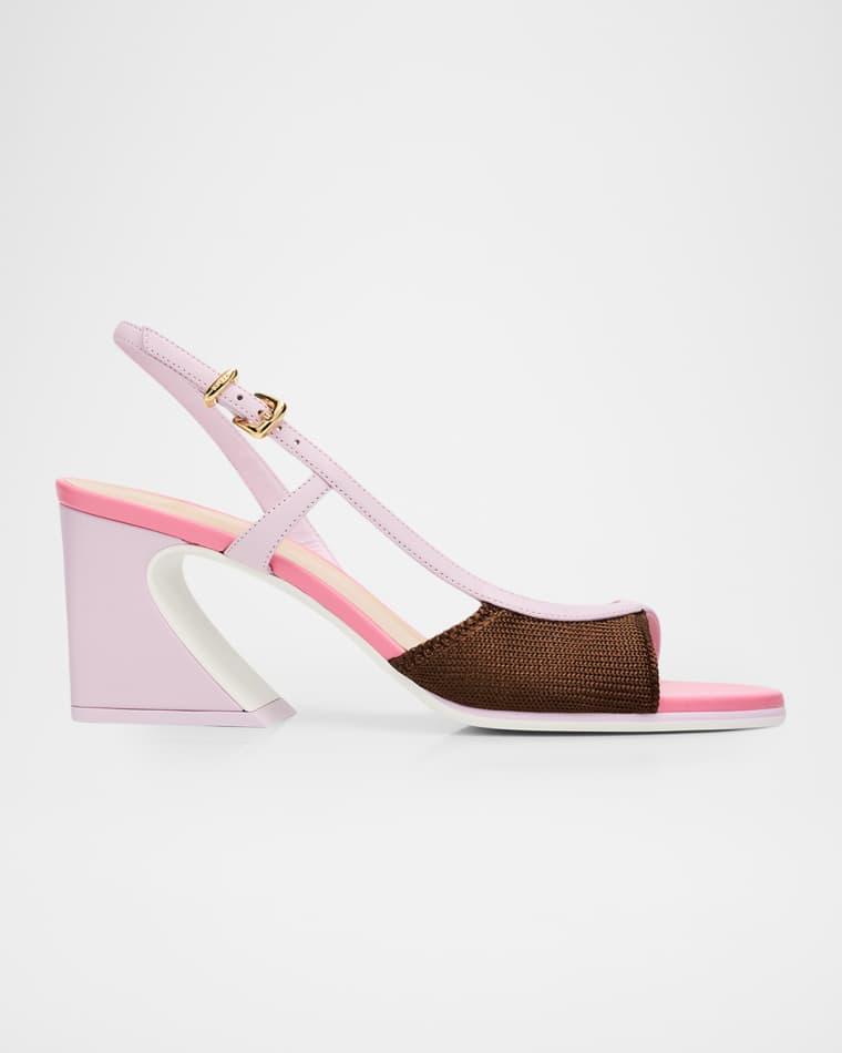 65mm Arco Colorblock Slingback Sandals by FENDI