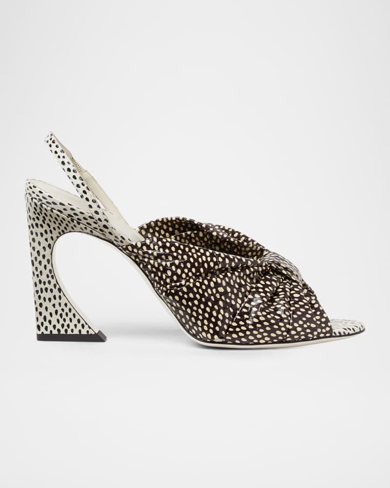 85mm Arco Peppered Falena Leather Slingback Sandals by FENDI