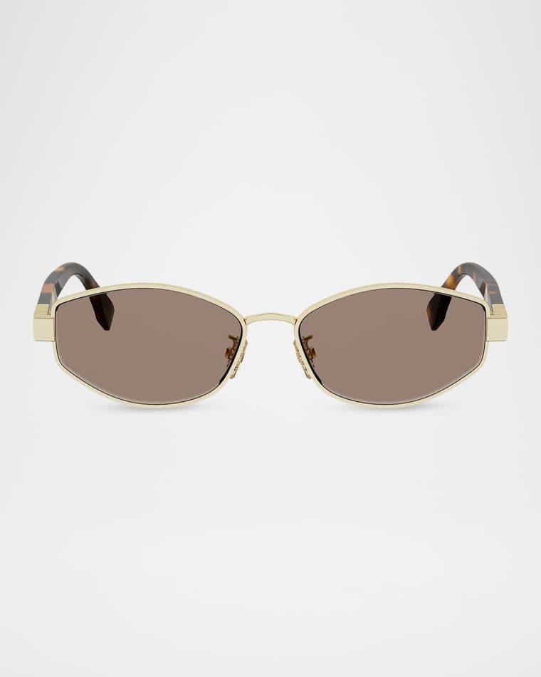 Baguette 56mm Metal Oval Sunglasses by FENDI
