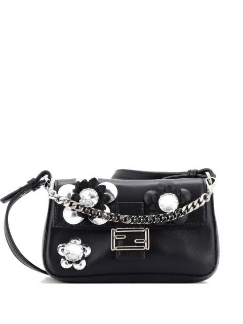Baguette Bag Embellished Leather Micro crossbody bag by FENDI