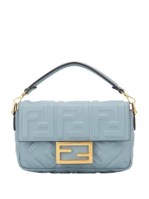 Baguette Mini embossed leather tote bag by FENDI