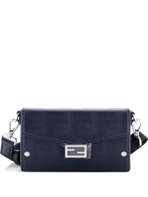 Baguette Soft Trunk Phone Pouch Zucca Embossed Leather crossbody bag by FENDI