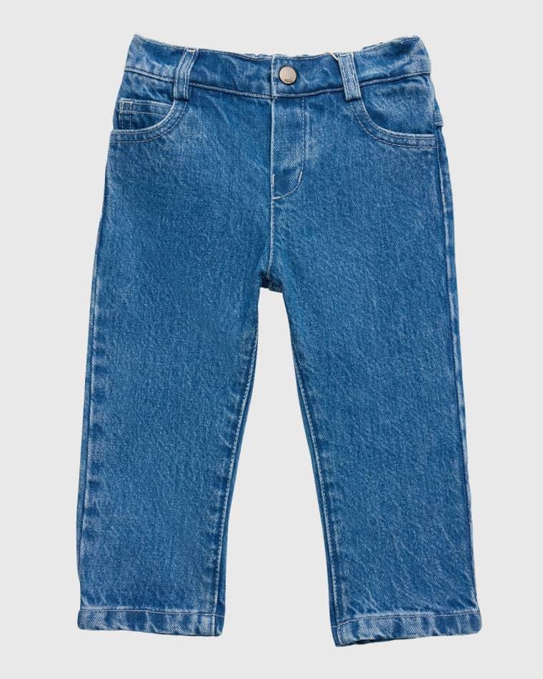 Boy's FF Embroidered Denim Jeans, Size 4-6 by FENDI