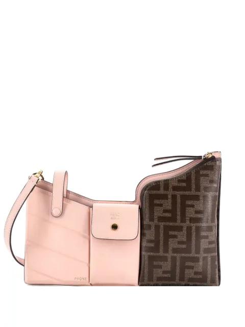 Bustine 3 Pockets Leather and Zucca Coated Canvas Mini crossbody bag by FENDI