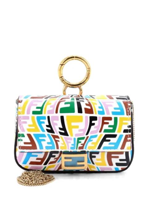 Chain Baguette Charm Bag Vertigo Zucca Leather Nano crossbody bag by FENDI
